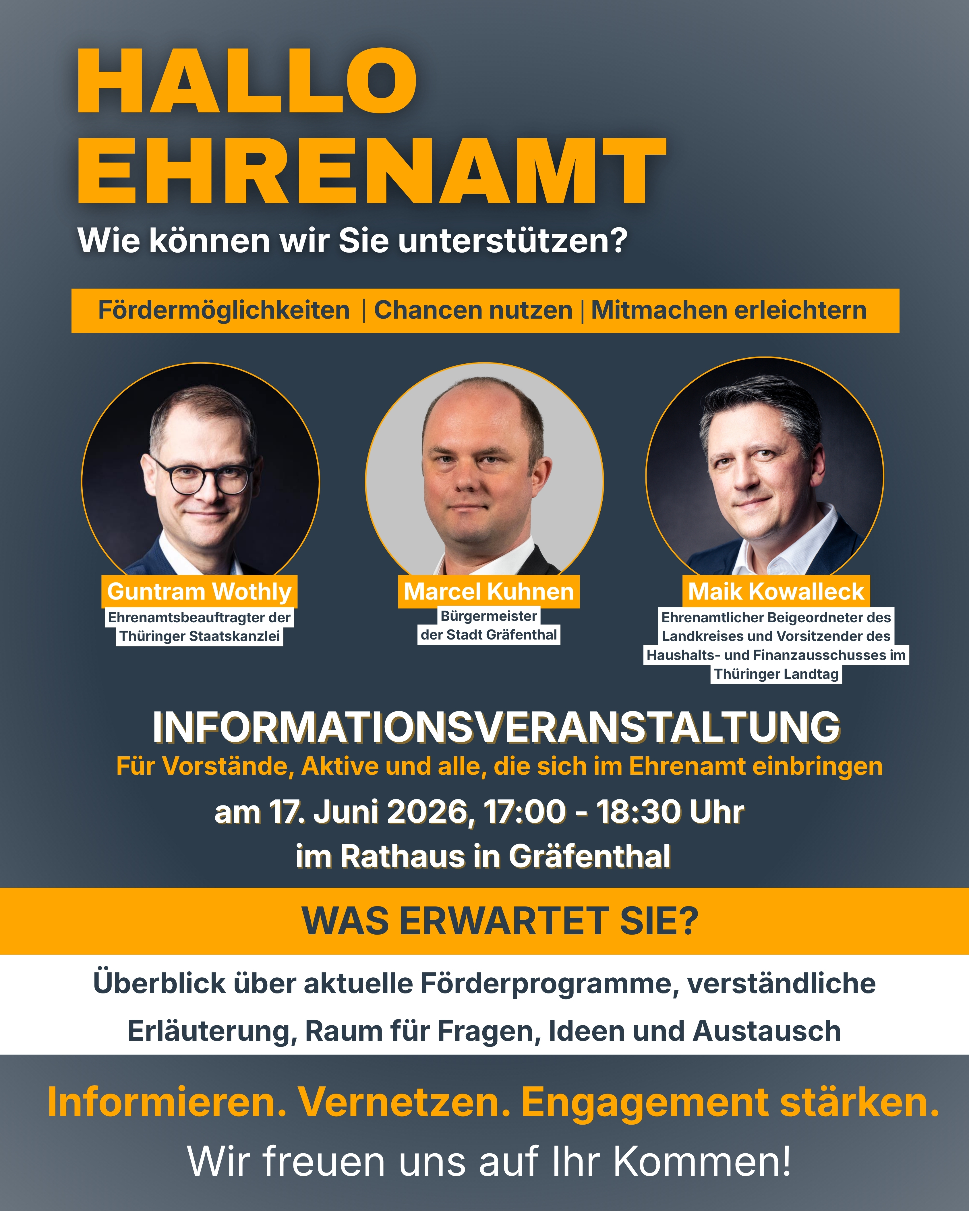 Einladung „Hallo Ehrenamt – Wie können wir Sie unterstützen?“